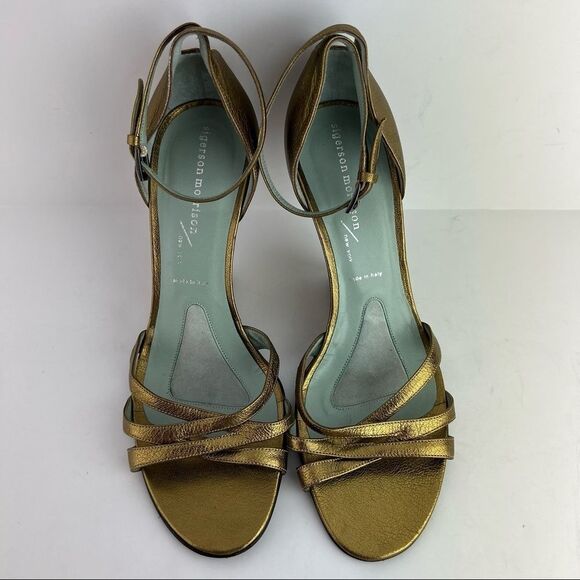 Sigerson Morison • Bronze Dress Wedge Sandals w/ New York Patent - Picture 12 of 14